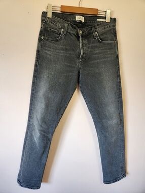 Citizens of Humanity Emerson Slim Boyfriend Jeans Grey Distressed Size 24
